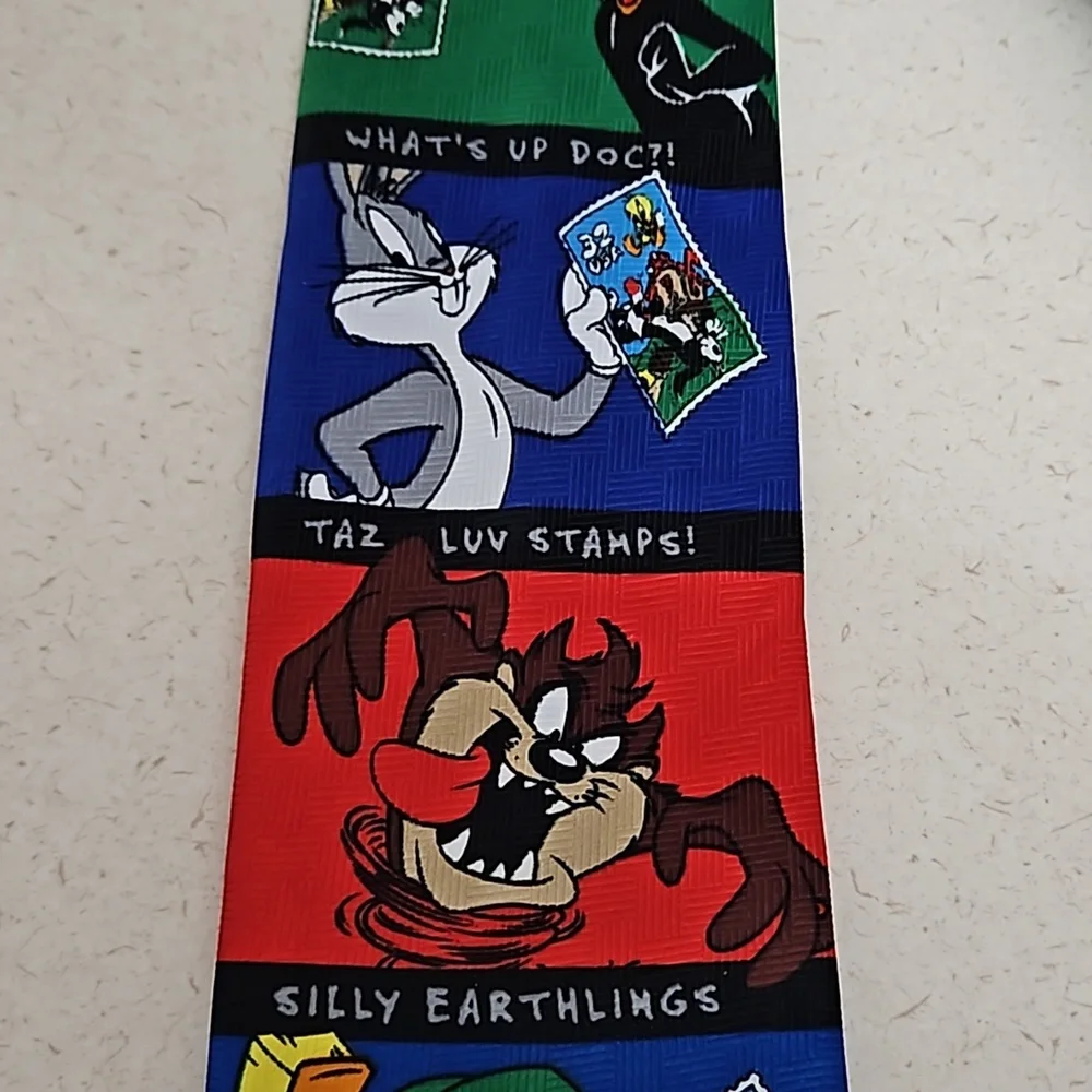 Looney Tunes X USPS Stamp Collection Tie 1997 Taz Bugs Bunny Daffy Warner Bros